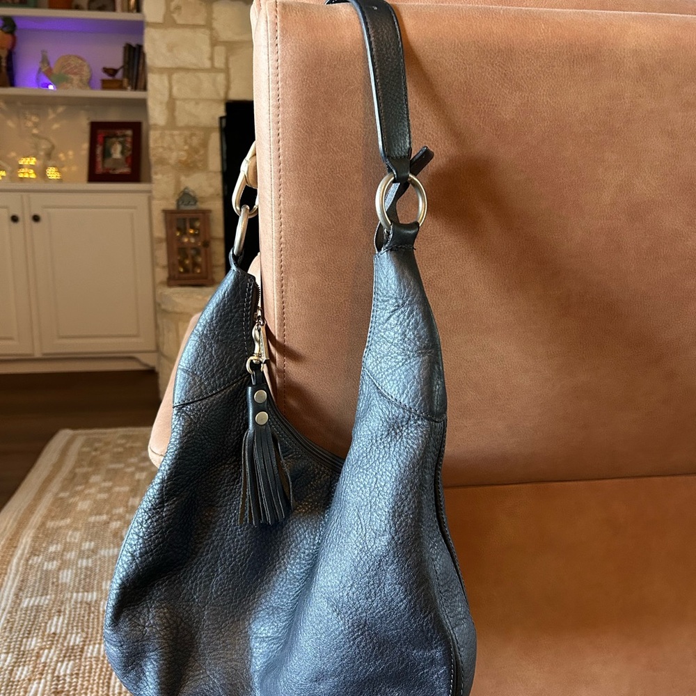 Classic Blue Leather Hobo Bag with Tassel 💙💙👜👜